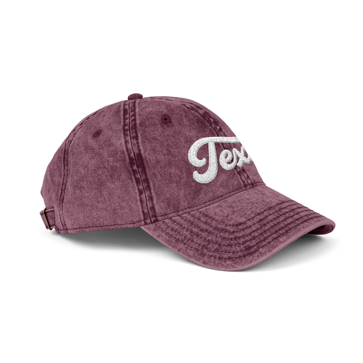 Vintage Embroidered Texas Cap — Distressed Red Baseball Hat Hats Printify