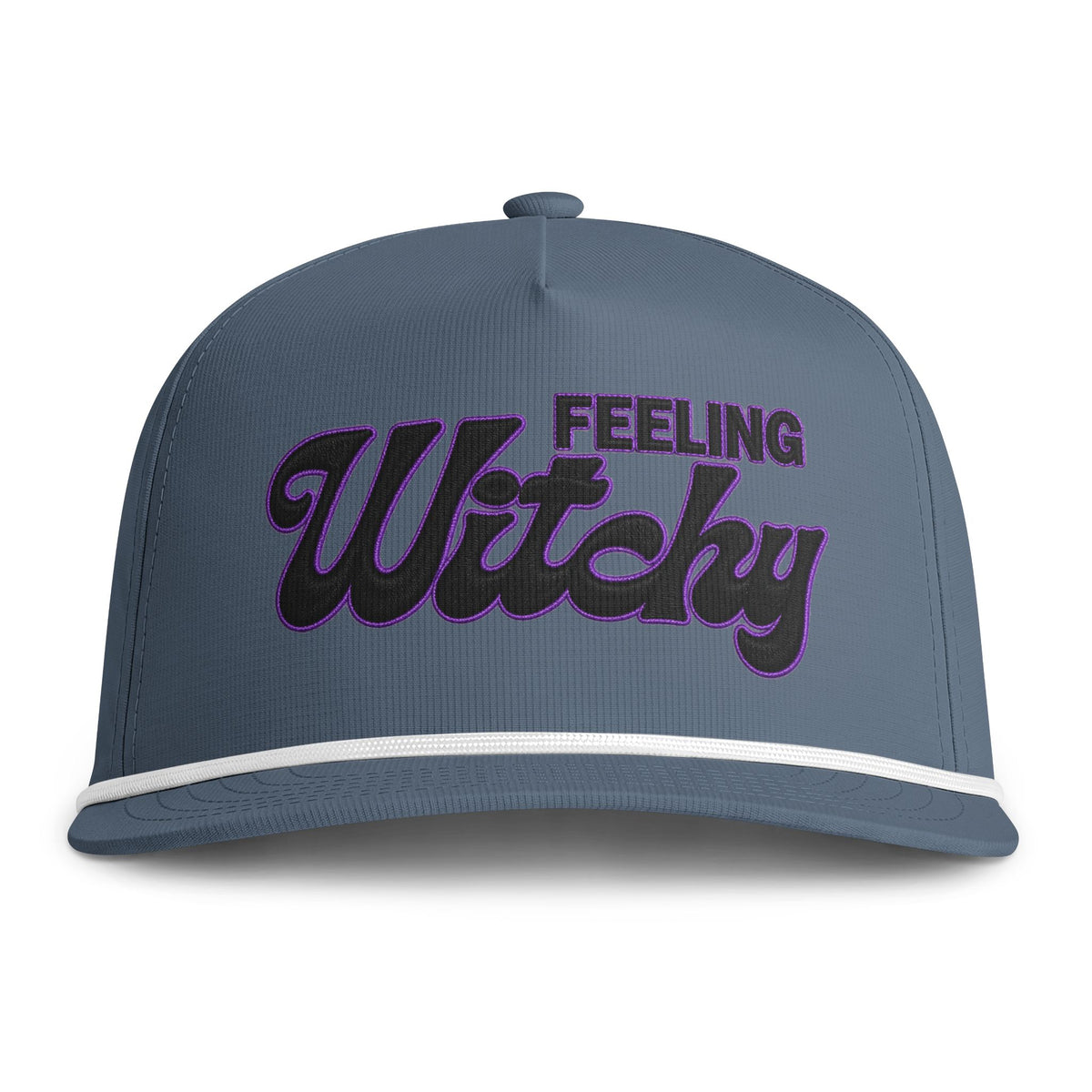 Feeling Witchy Rope Cap – Halloween Embroidered Hat Hats Printify Blue Jean Adjustable
