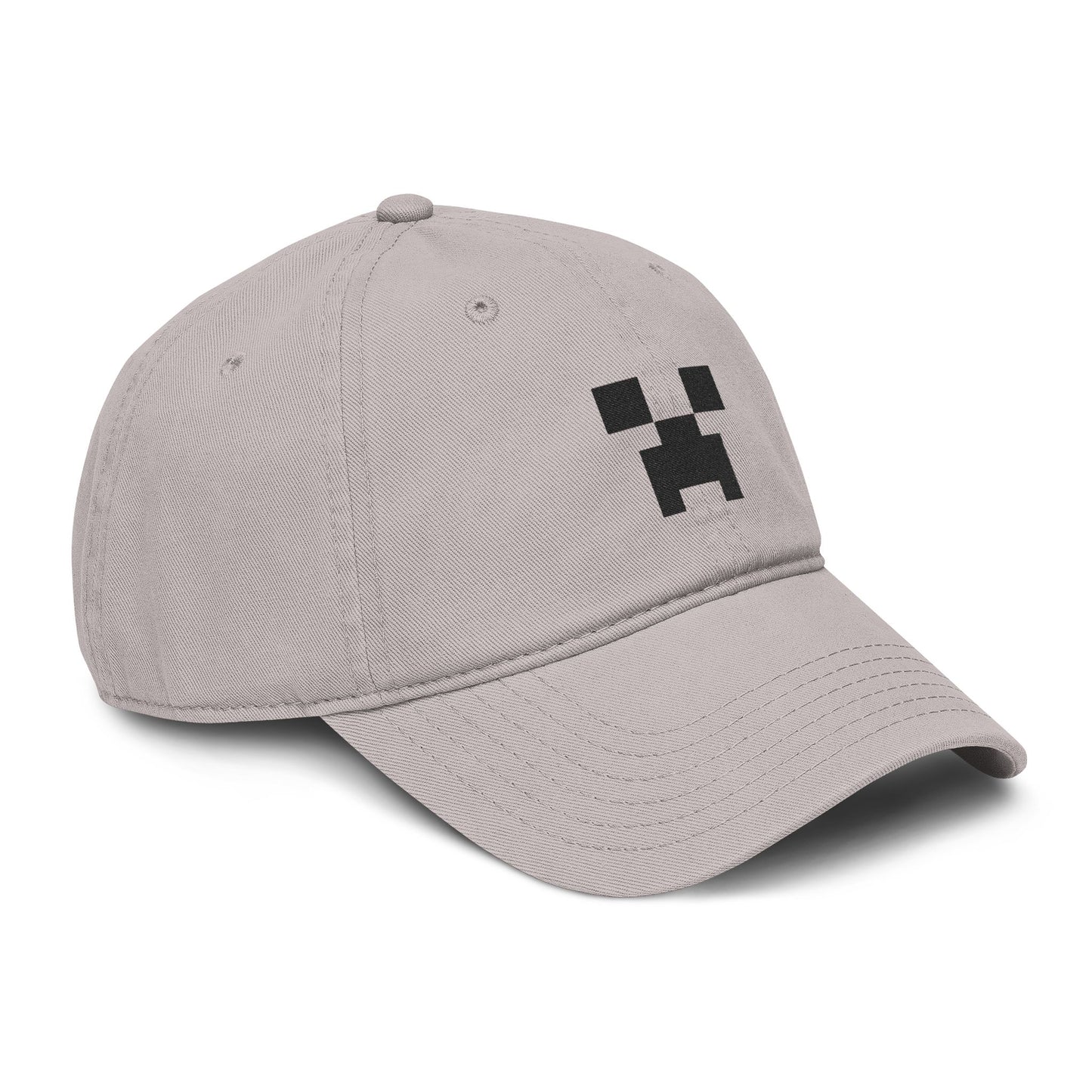 Pixel Creeper Face Cap | Washed Baseball Cap Hats Printify