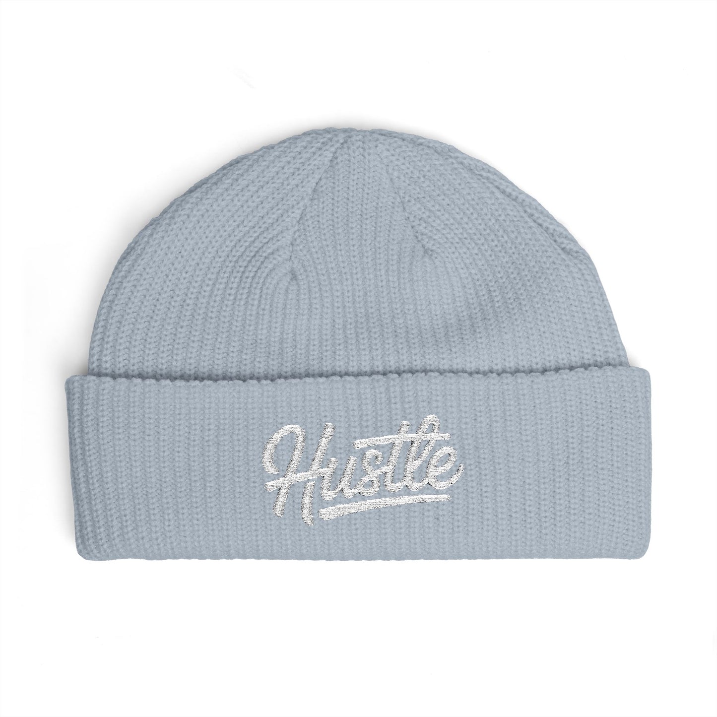 Hustle Cuff Beanie – Embroidered Knit Winter Hat Hats Printify One size Powder