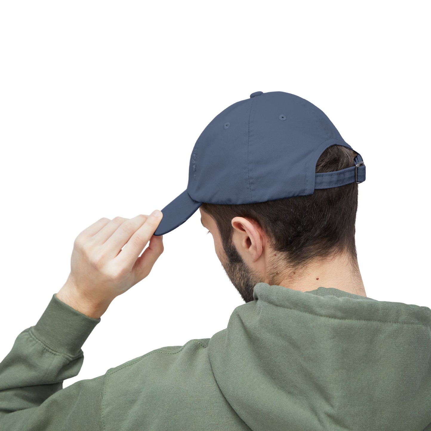 Distressed Mountain Hat — Minimal White Peak Embroidered Cap