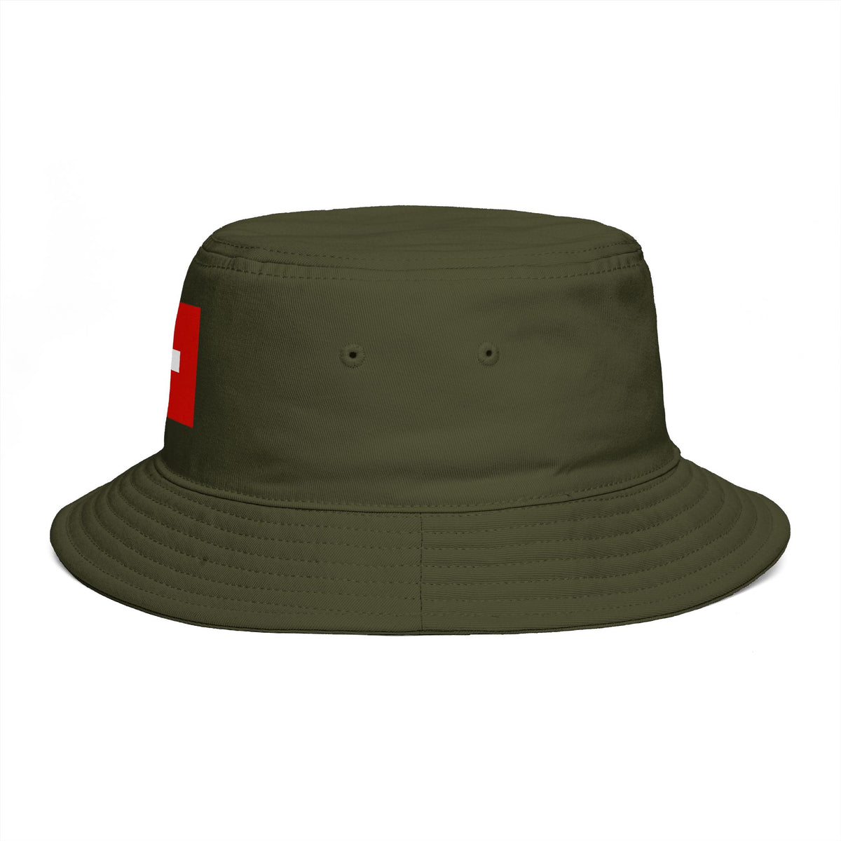 Swiss Cross Brown Bucket Hat — Alpine Flag Patch Sun Hat Hats Printify