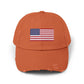 Distressed American Flag Cap — Vintage USA Baseball Hat Hats Printify Burnt Orange One size