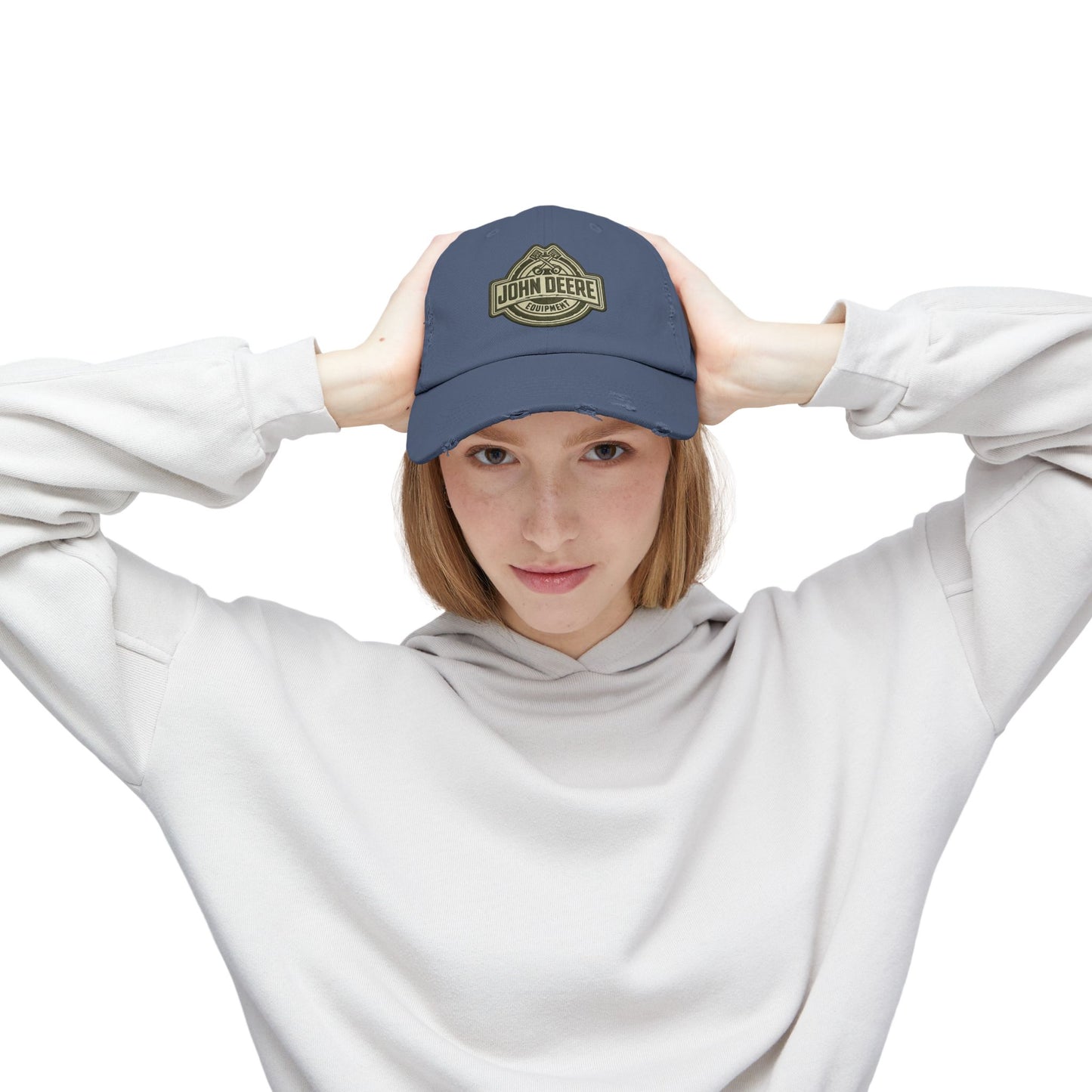 Distressed John Deere Logo Cap — Vintage Farm Equipment Baseball Hat
