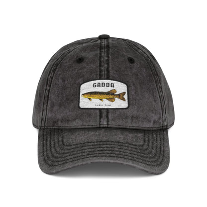 Vintage Fish Embroidered Cap Hats Printify One size Black