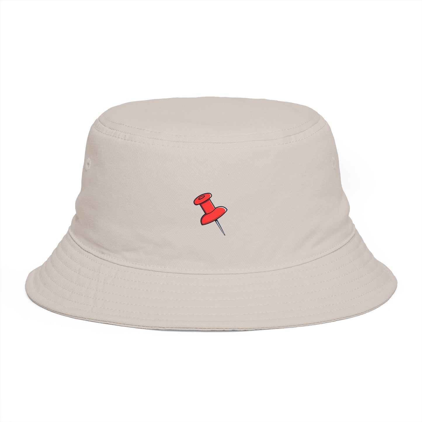 Red Pushpin Embroidered Bucket Hat - Minimal Casual Sun Hat Hats Printify One size Bone