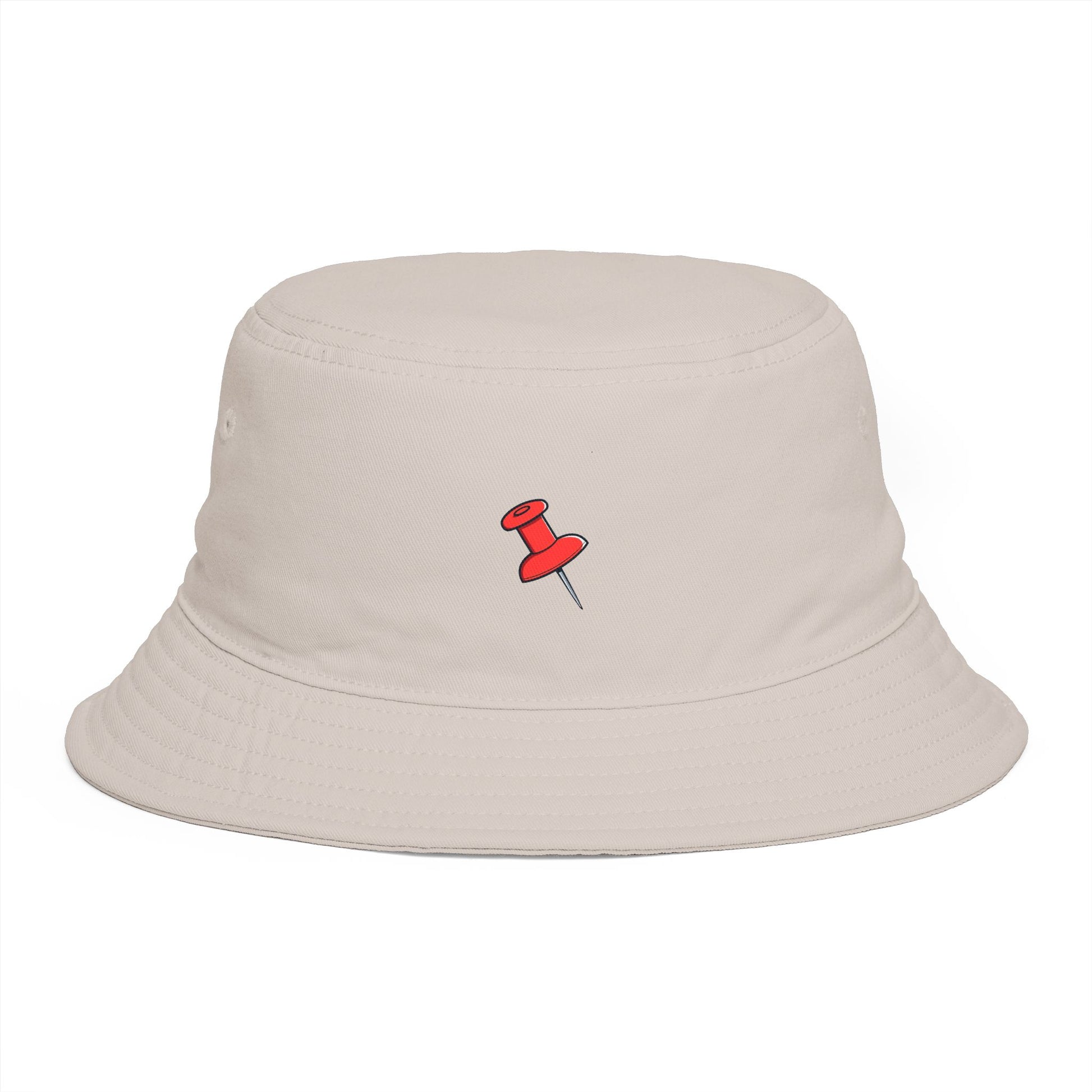 Red Pushpin Embroidered Bucket Hat - Minimal Casual Sun Hat Hats Printify One size Bone