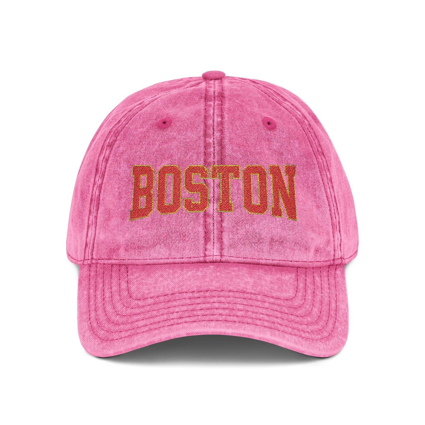 Vintage Embroidered Cap — Retro Sunset Patch Baseball Hat Hats Printify One size Pink