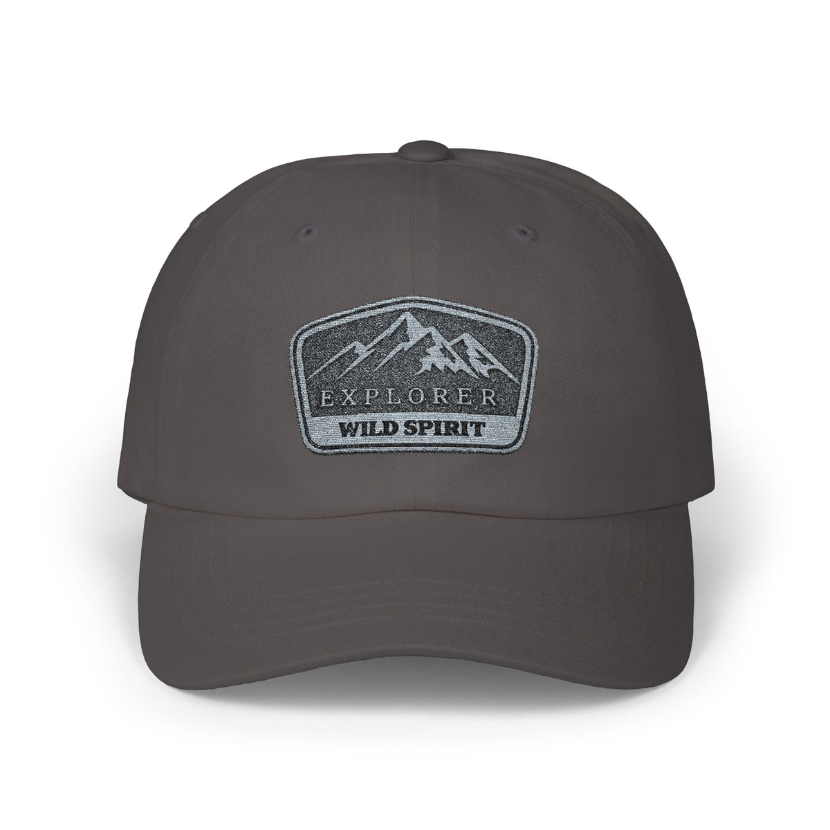 Explorer Wild Spirit Dad Cap — Embroidered Mountain Patch Baseball Hat