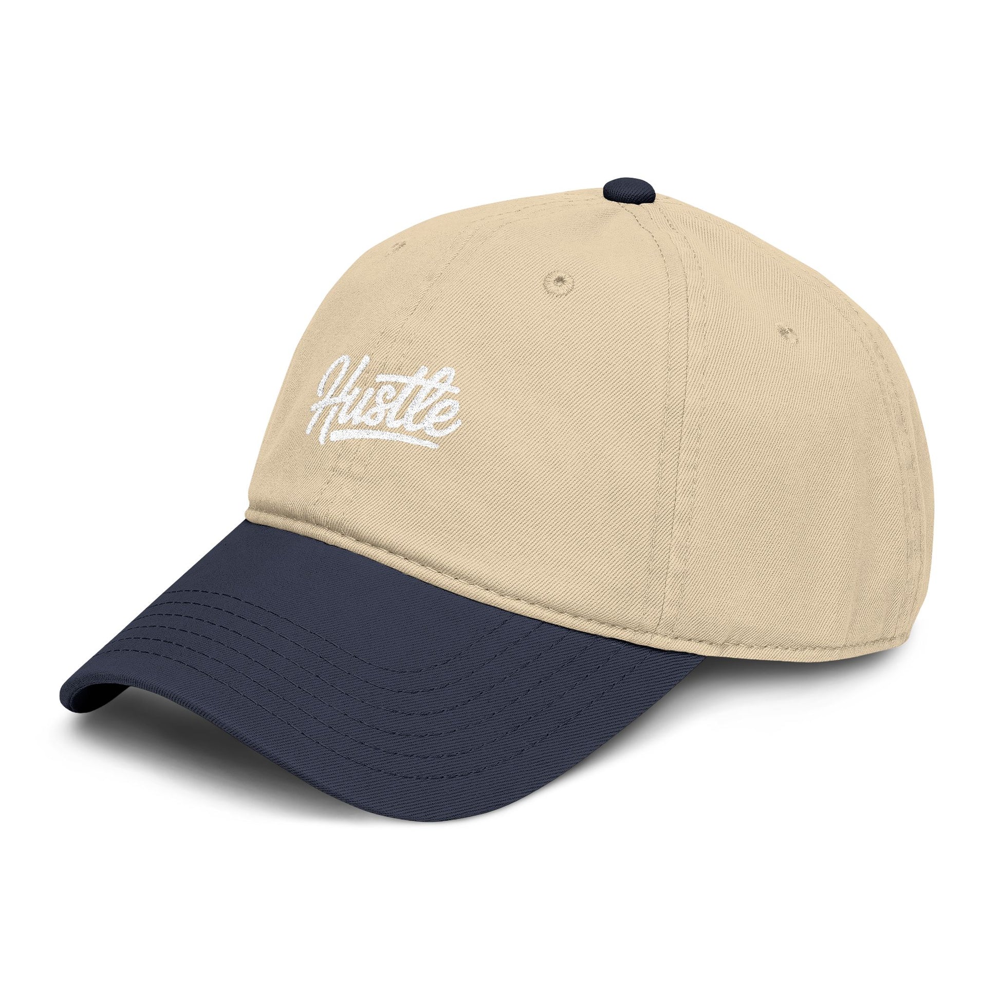 Hustle Washed Baseball Cap — Vintage Script Embroidered Hat Hats Printify