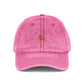 Vintage Embroidered Cap — Retro Washed Baseball Hat with Tiny Fox Patch Hats Printify One size Pink
