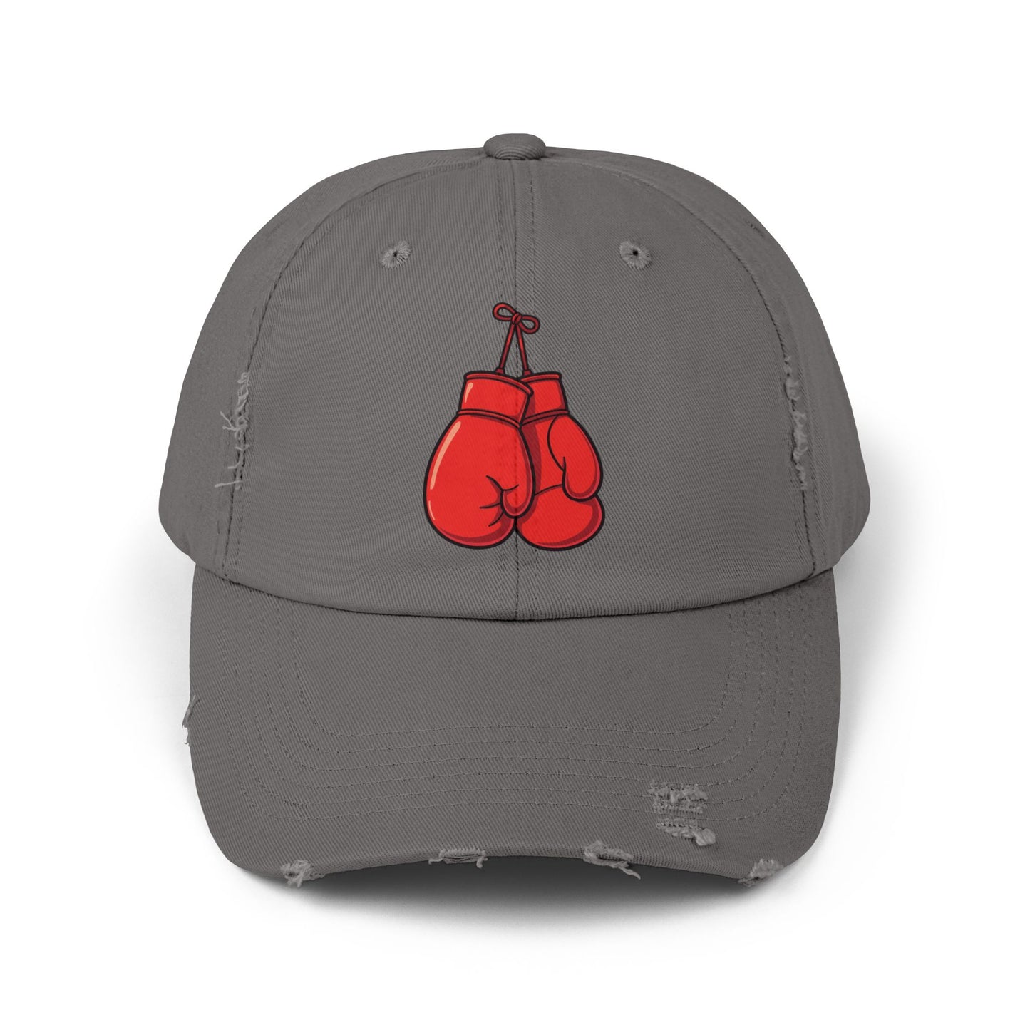 Boxing Gloves Distressed Cap - Red Gloves Dad Hat Hats Printify Nickel One size