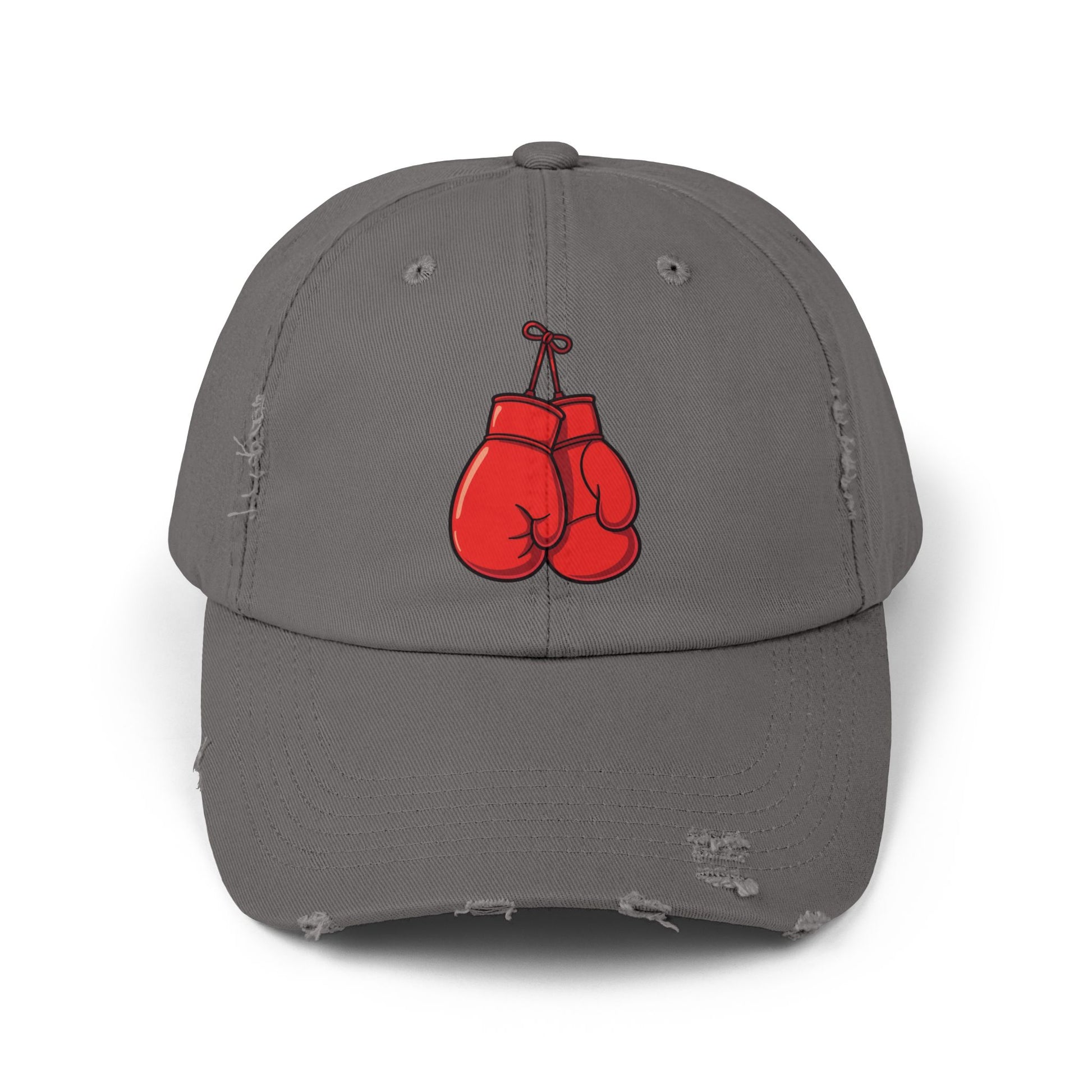 Boxing Gloves Distressed Cap - Red Gloves Dad Hat Hats Printify Nickel One size