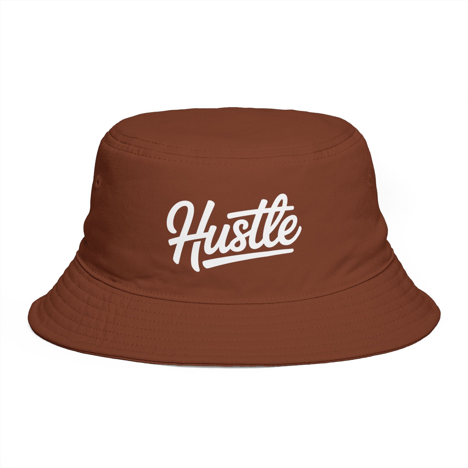 Hustle Embroidered Bucket Hat — Retro Script Streetwear Cap Hats Printify