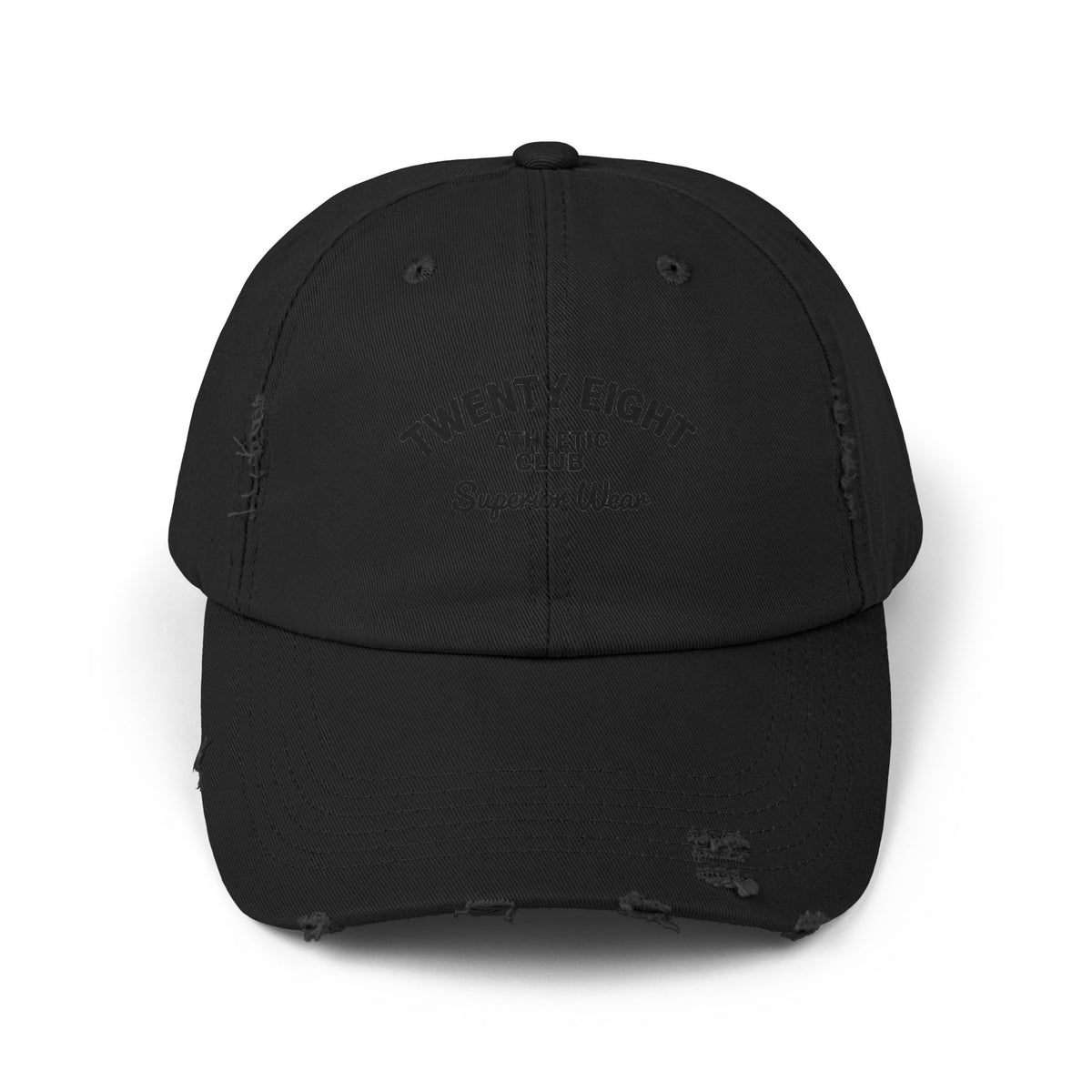 Distressed Baseball Cap — "Twenty Eight" Vintage Embroidered Dad Hat Hats Printify Black One size