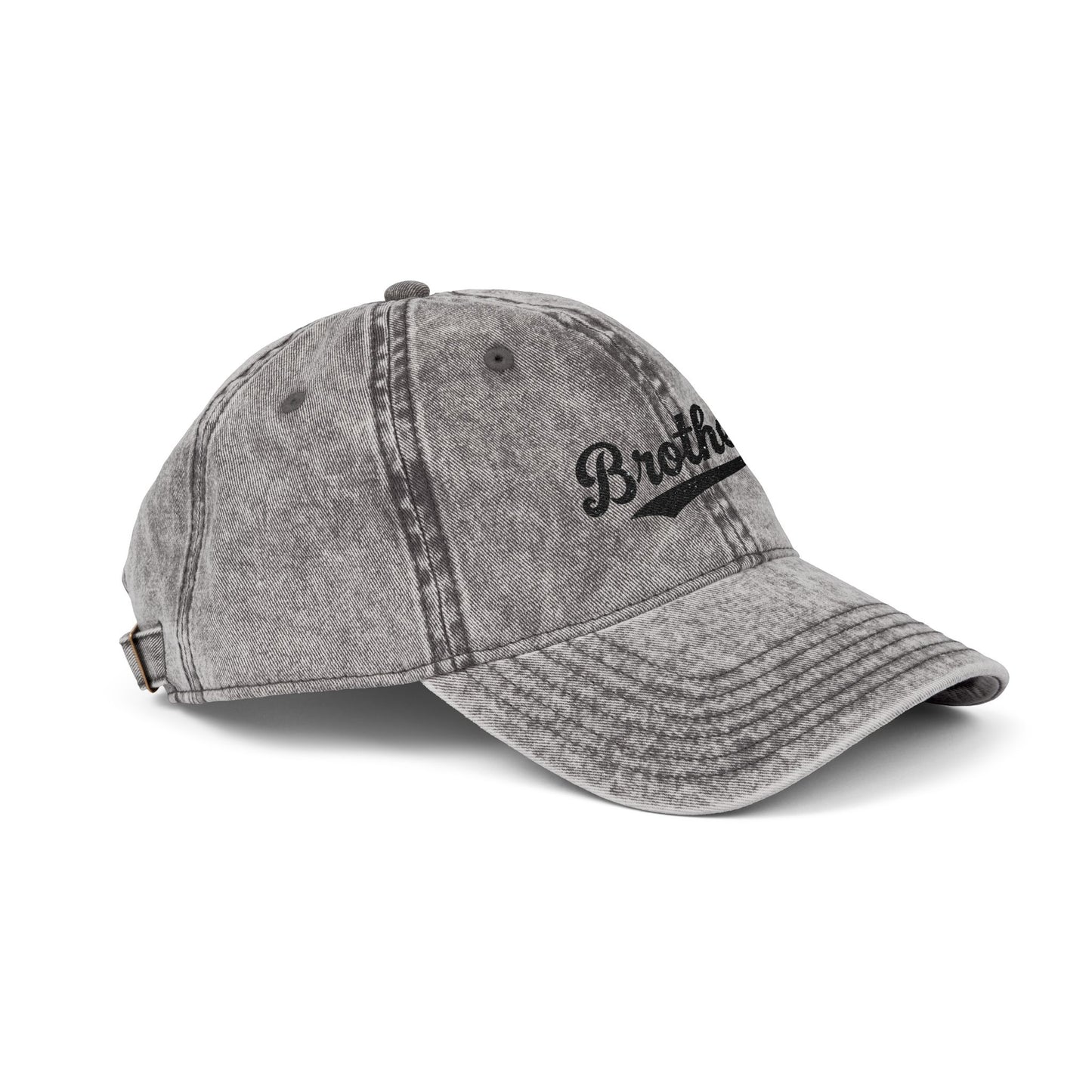 Vintage Embroidered 'Brothers' Cap — Washed Retro Baseball Hat Hats Printify