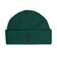 Embroidered Cross Cuff Beanie — Minimal Faith Knit Hat Hats Printify