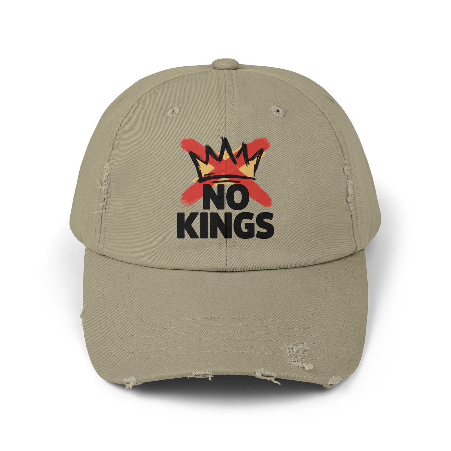 Distressed Black Cap — ‘Kings’ Crown Graphic Dad Hat Hats Printify Light Olive One size