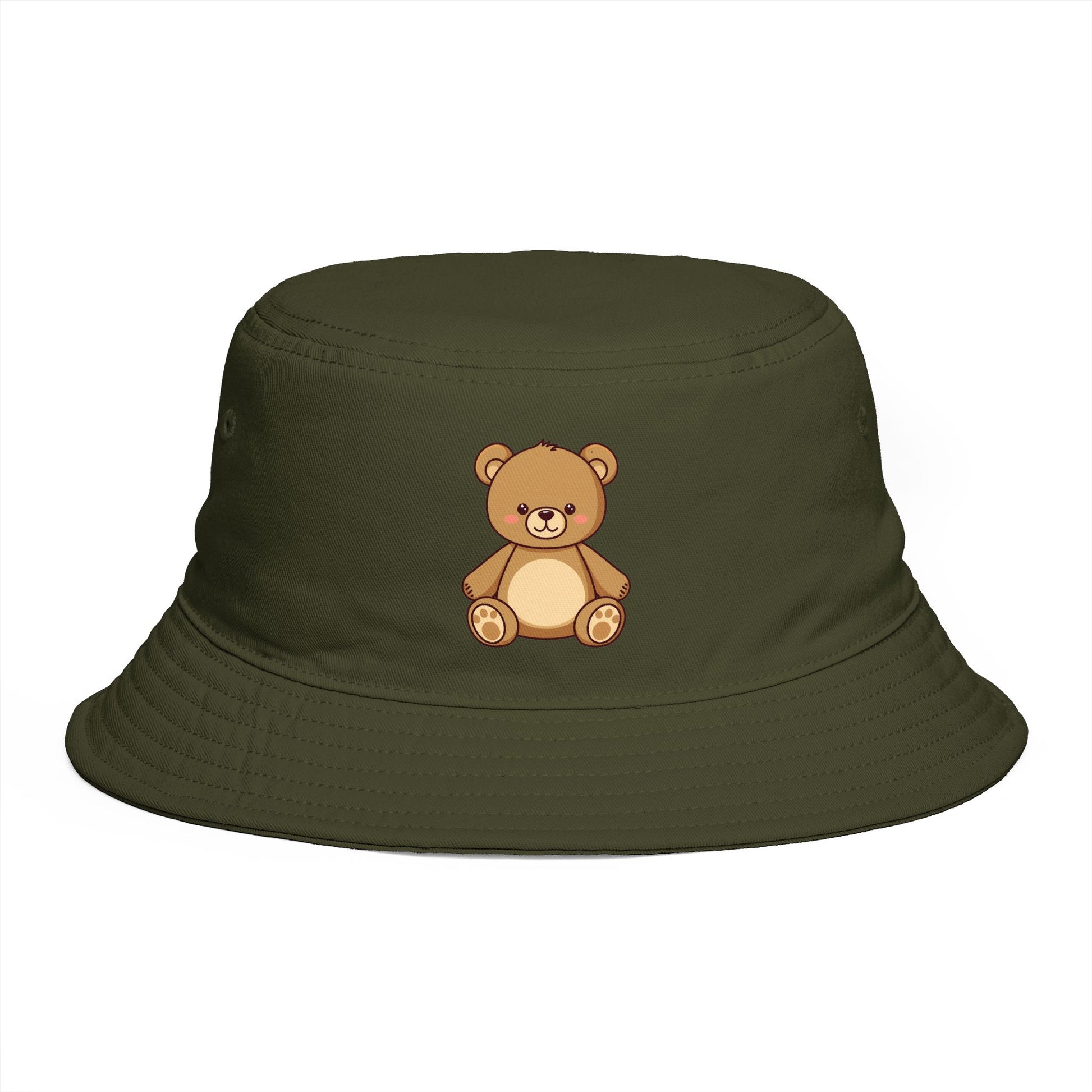 Teddy Bear Bucket Hat — Cute Brown Plush Toy Graphic Sun Hat Hats Printify One size Army