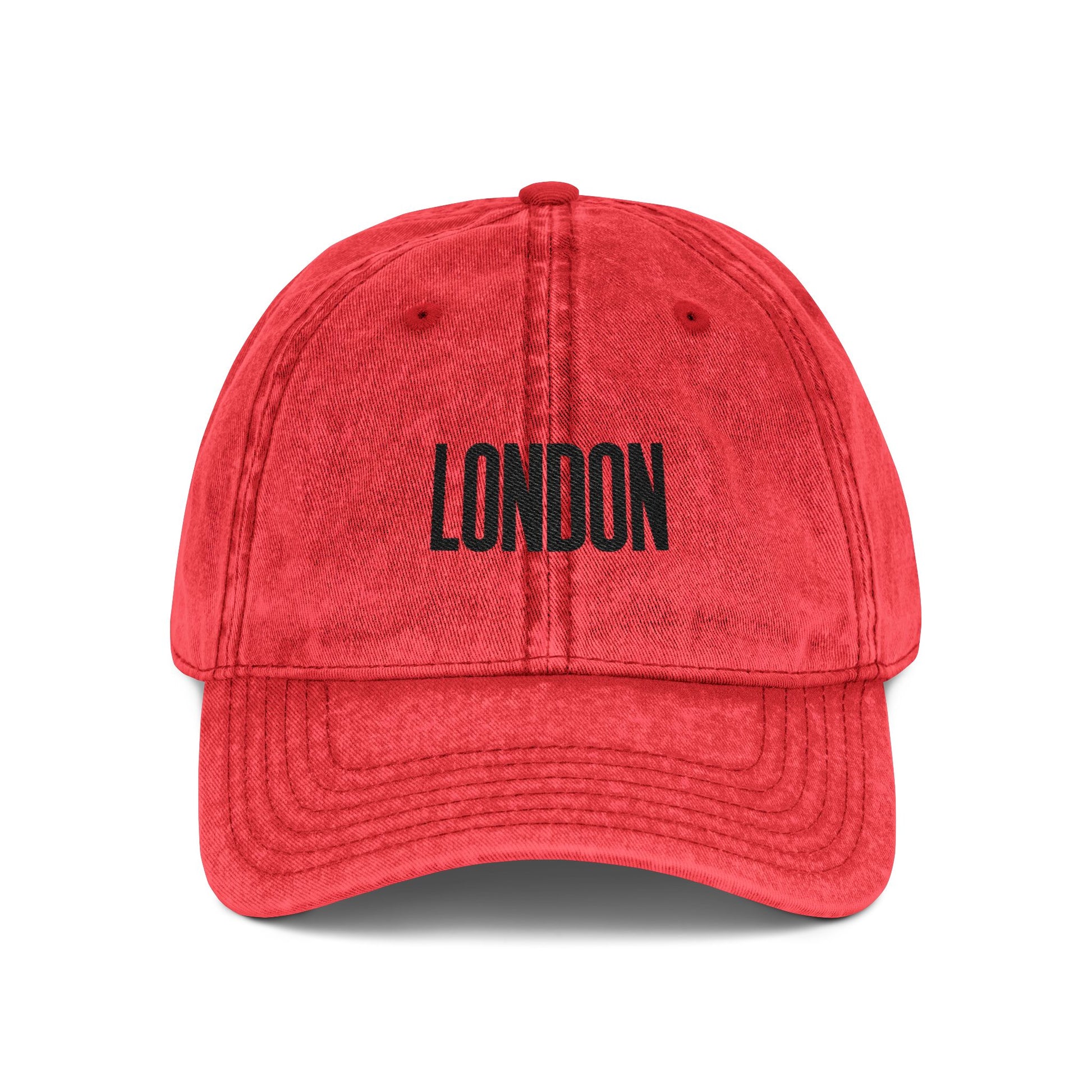London Embroidered Vintage Cap — Washed Red Dad Hat Hats Printify One size Red