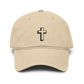 Embroidered Cross Baseball Cap — Washed Cotton Christian Hat Hats Printify One size Khaki