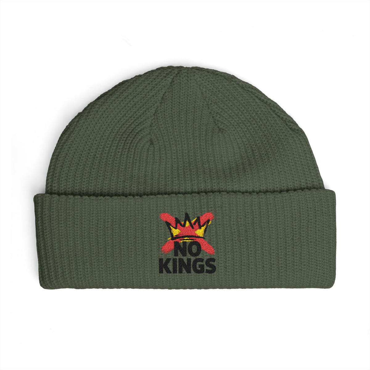 Cuff Beanie — 'No Kings' Streetwear Embroidered Beanie Hats Printify One size Cypress