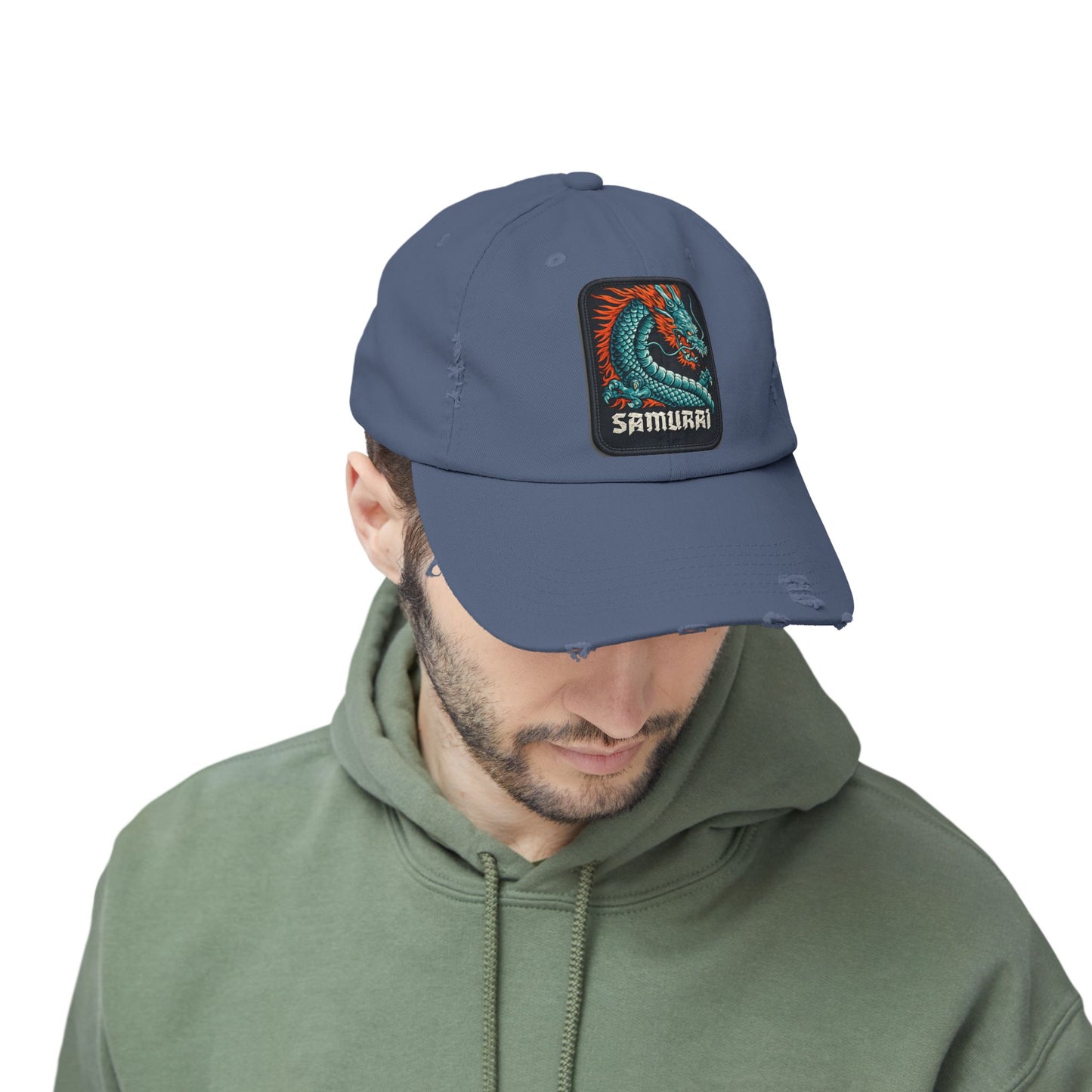 Distressed Samurai Dragon Cap — Vintage Retro Japanese Dragon Baseball Hat
