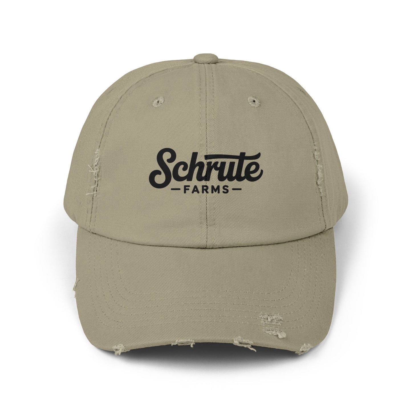 Schrute Farms Distressed Cap - Vintage Logo Baseball Hat Hats Printify Light Olive One size