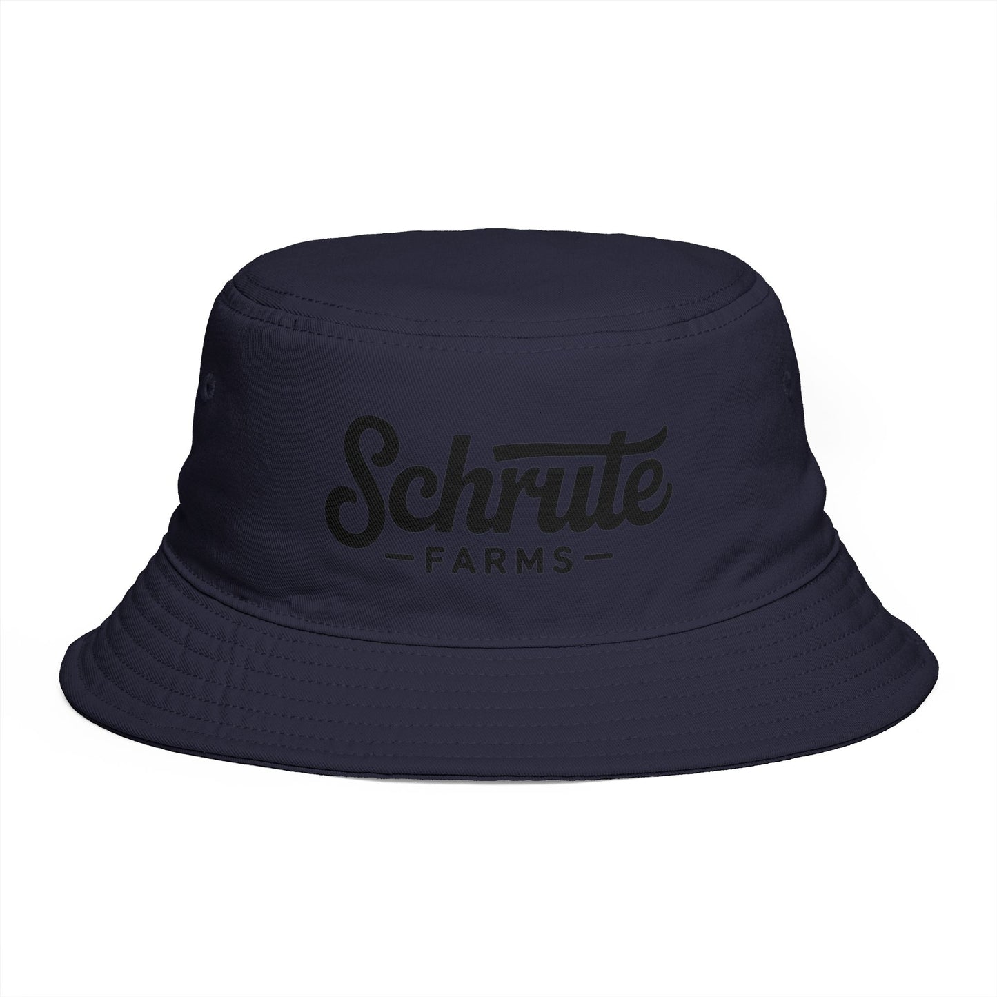 Schrute Farms Bucket Hat — Brown Retro Logo Farmwear Hats Printify One size Navy