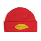 Embroidered Golden Leaf Cuff Beanie Hats Printify One size Red