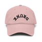 Washed Baseball Cap with 'DRUNK' Embroidered Arch – Vintage Distressed Dad Hat