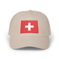 Dad Cap with Swiss Flag Embroidered Patch — Classic White Adjustable Hat Hats Printify Stone One size