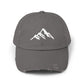 Distressed Mountain Hat — Minimal White Peak Embroidered Cap Hats Printify Nickel One size