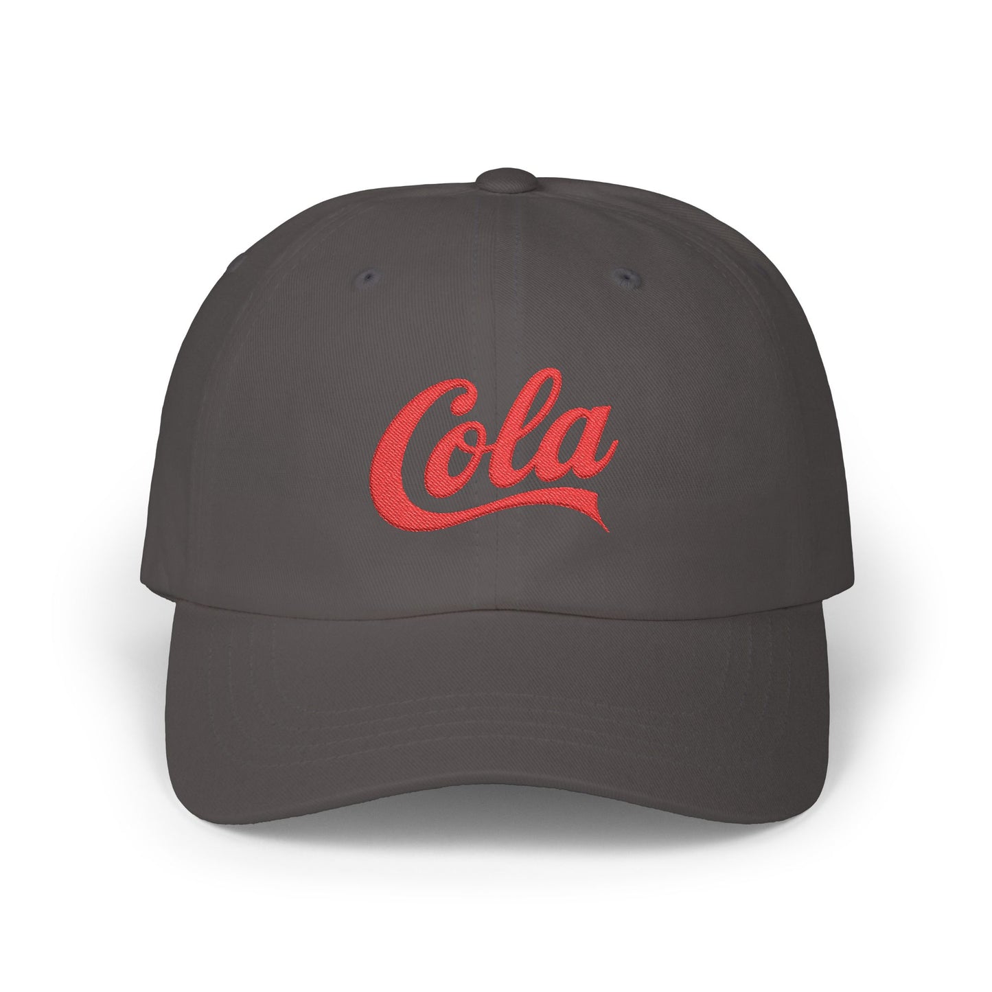 Cola Embroidered Dad Cap – Retro Soda Logo Baseball Hat Hats Printify Dark Grey One size
