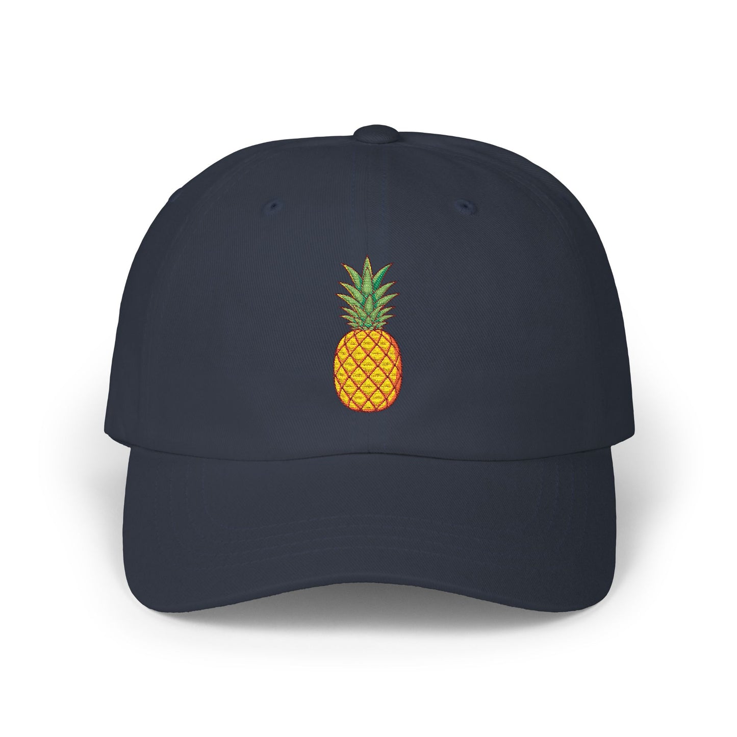 Pineapple Embroidered Dad Cap — Tropical Pineapple Baseball Hat Hats Printify Navy One size