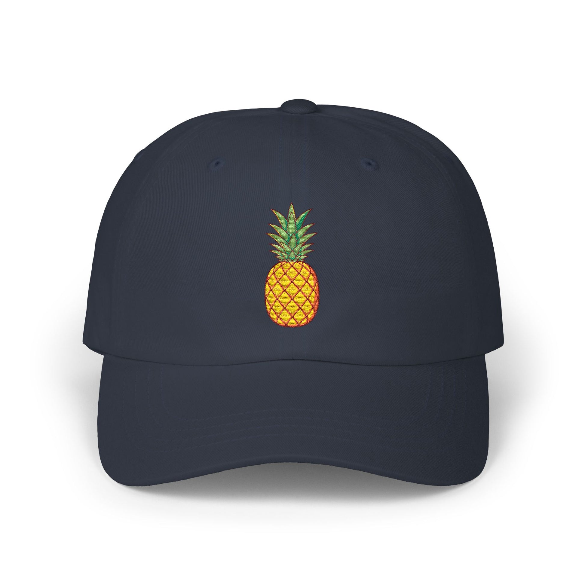 Pineapple Embroidered Dad Cap — Tropical Pineapple Baseball Hat Hats Printify Navy One size