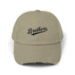 Distressed Baseball Cap — 'Brothers' Embroidered Vintage Dad Hat Hats Printify Light Olive One size