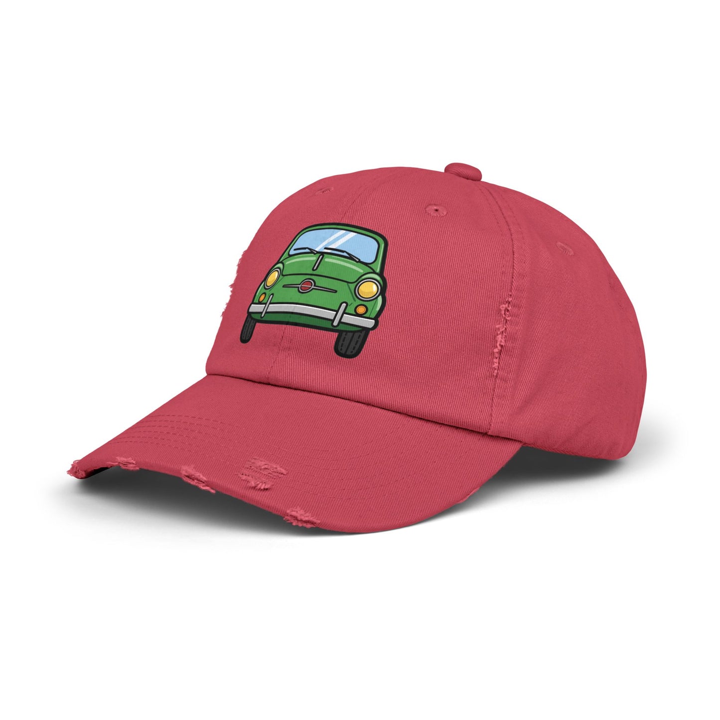 Distressed Cap — Retro Green Car Graphic Hat
