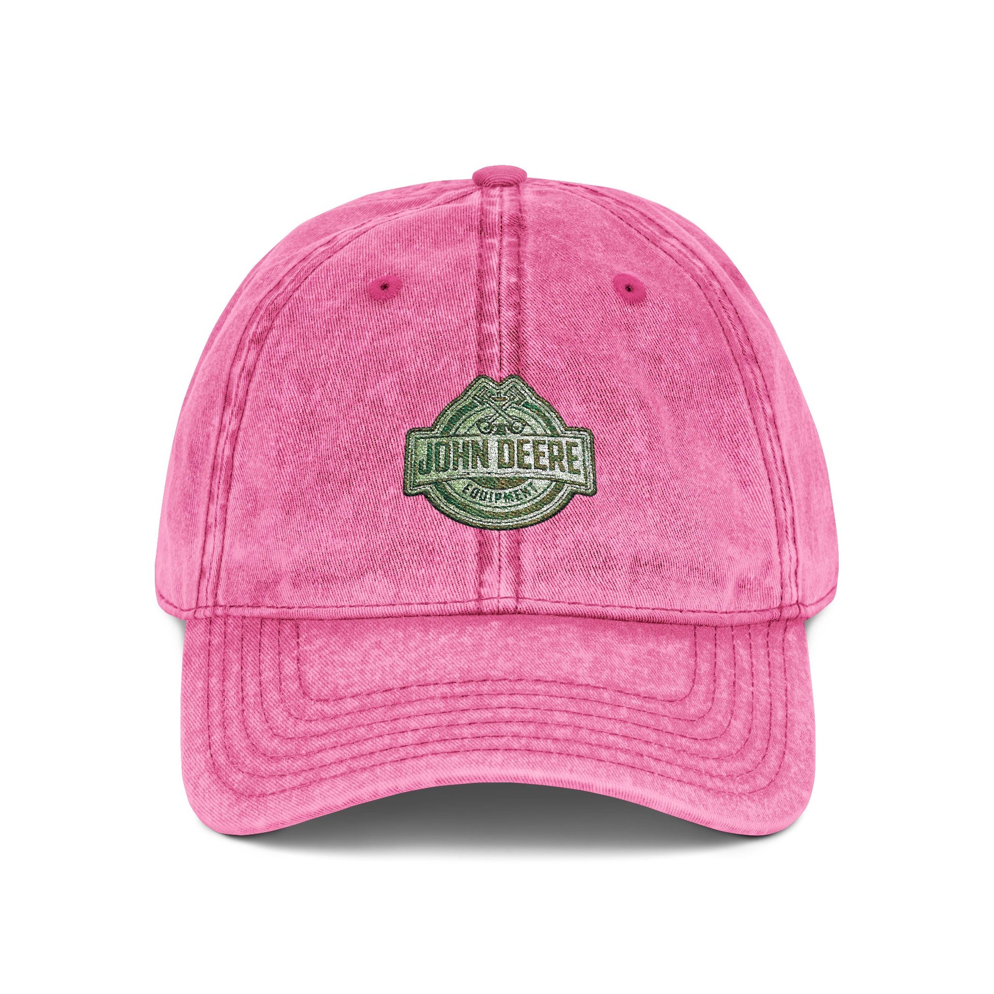 Vintage Embroidered Cap - Retro Green Crest Logo Dad Hat Hats Printify One size Pink