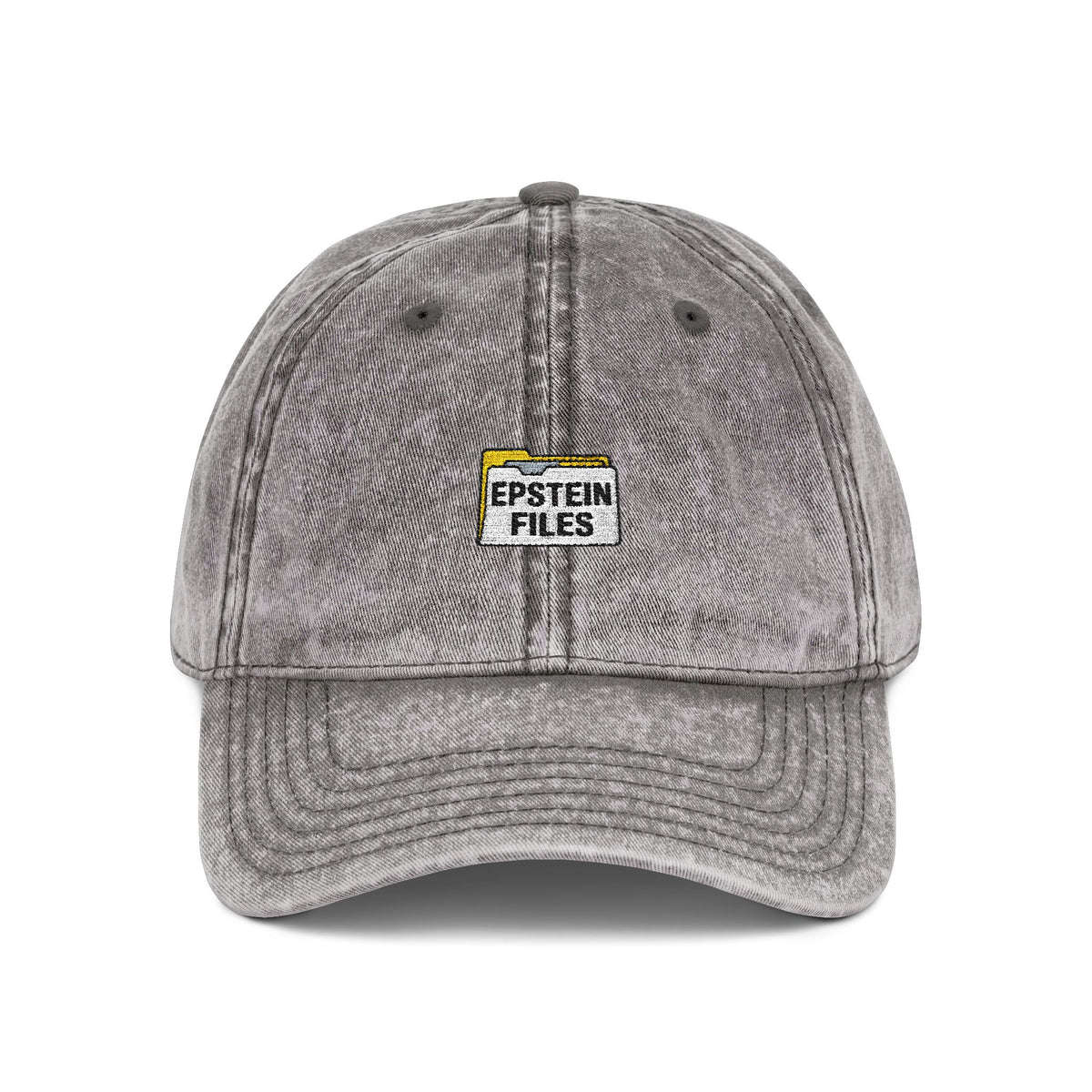Embroidered Vintage Cap — "Epstein Files" Patch Dad Hat Hats Printify One size Charcoal Grey
