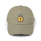 Padlock Distressed Cap — Minimal Lock Embroidered Baseball Hat Hats Printify Light Olive One size