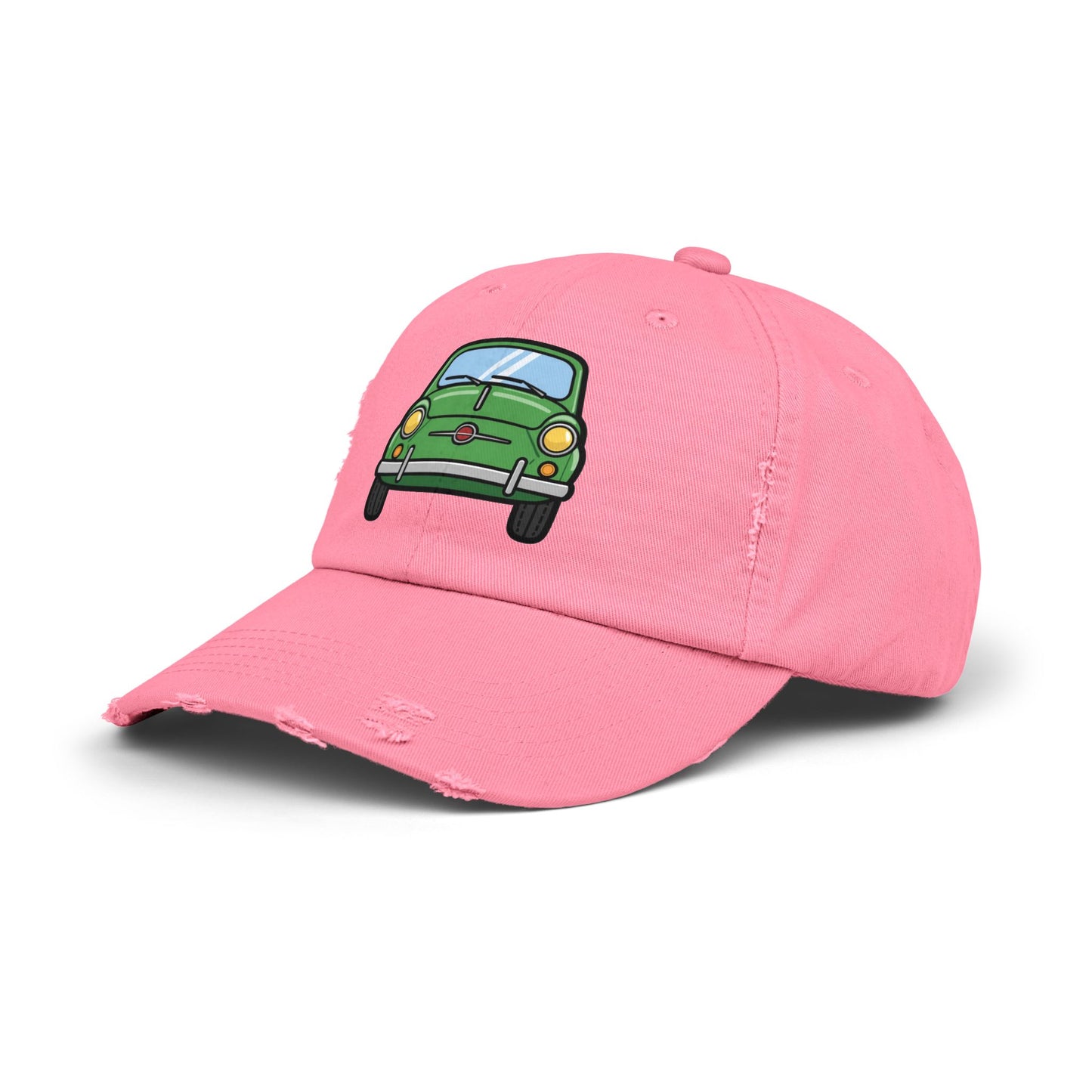 Distressed Cap — Retro Green Car Graphic Hat