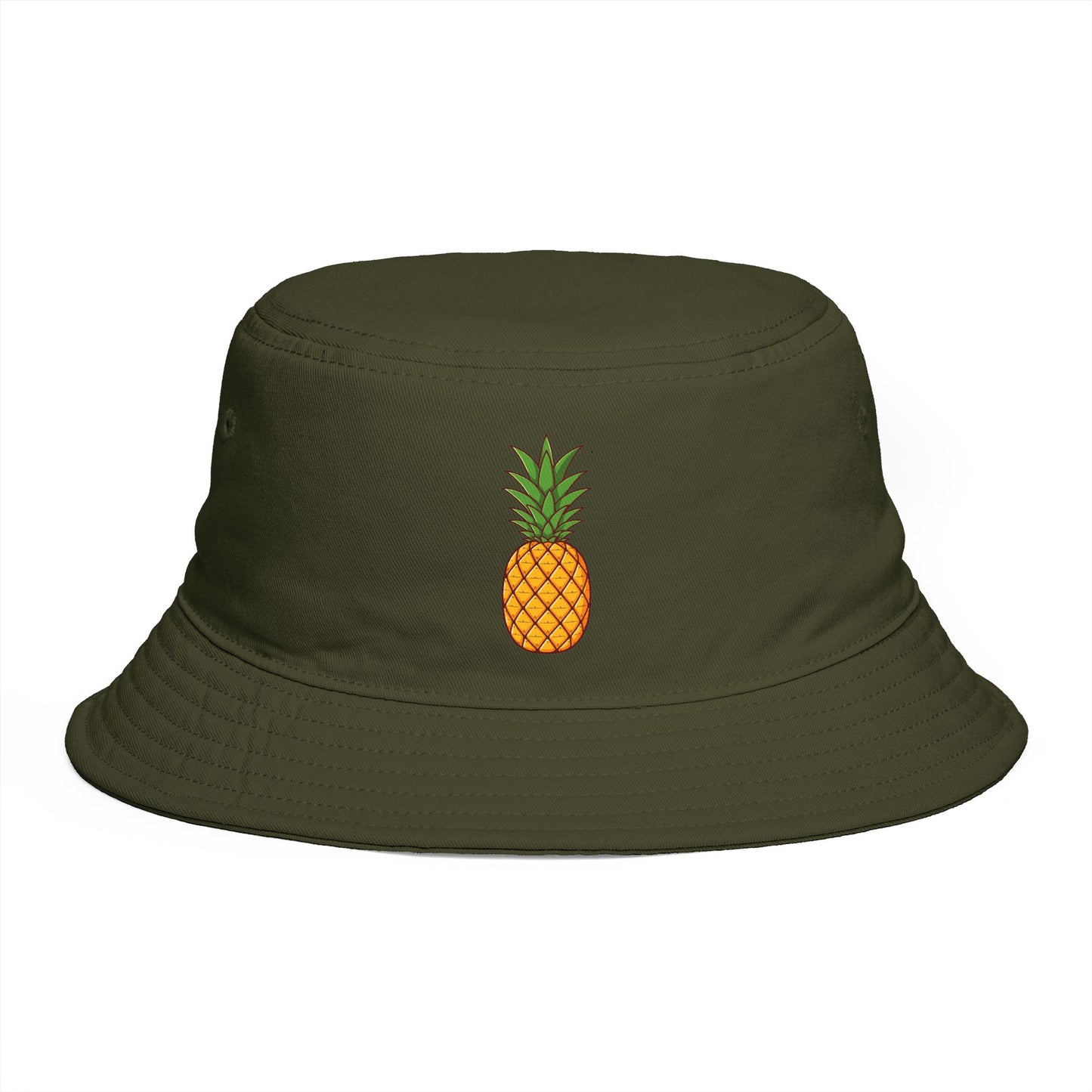 Pineapple Embroidered Bucket Hat — Tropical Summer Sun Hat Hats Printify One size Army