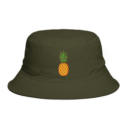 Pineapple Embroidered Bucket Hat — Tropical Summer Sun Hat Hats Printify One size Army
