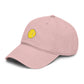 Washed Baseball Cap with Tiny Yellow Tennis Ball Embroidery