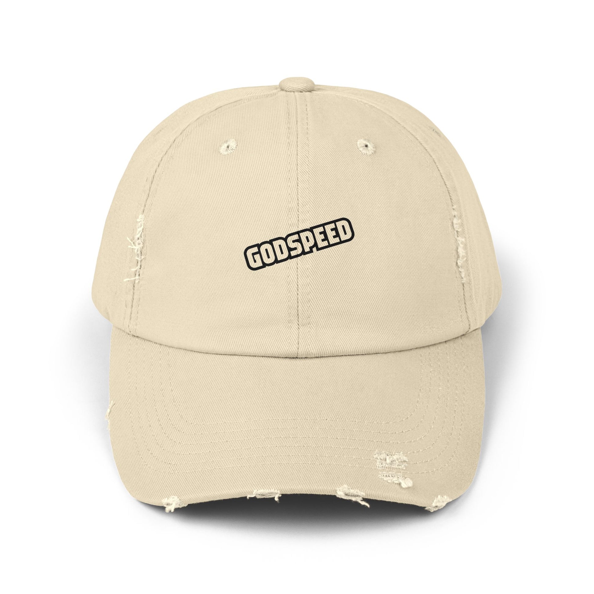 Godspeed Distressed Baseball Cap – Vintage Worn Dad Hat for Men & Women Hats Printify Stone One size