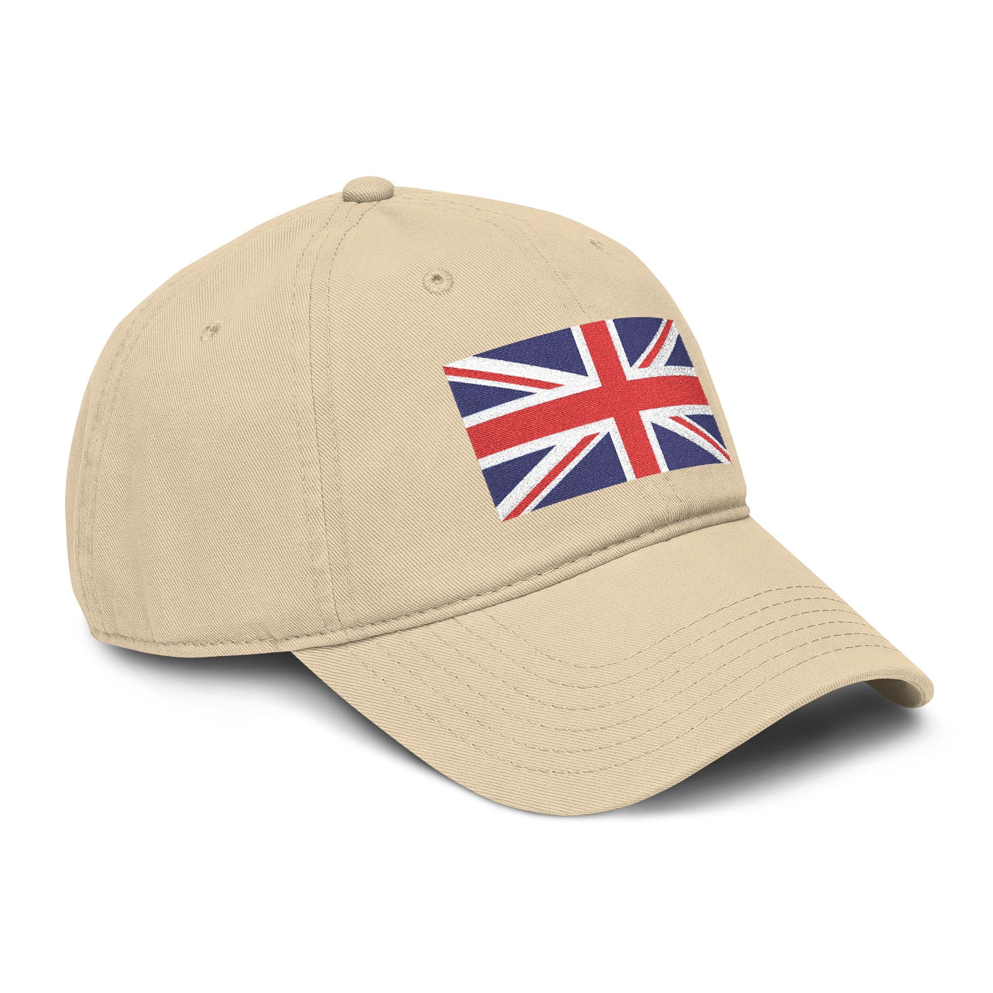 Washed Cotton Baseball Cap with Distressed Union Jack Patch Hats Printify