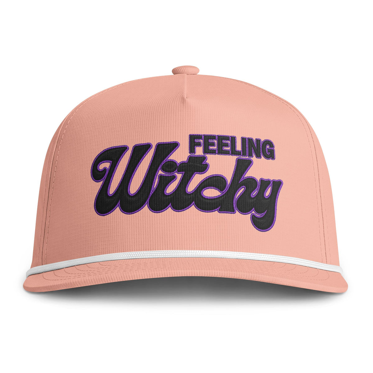 Feeling Witchy Rope Cap – Halloween Embroidered Hat Hats Printify Peachy Adjustable