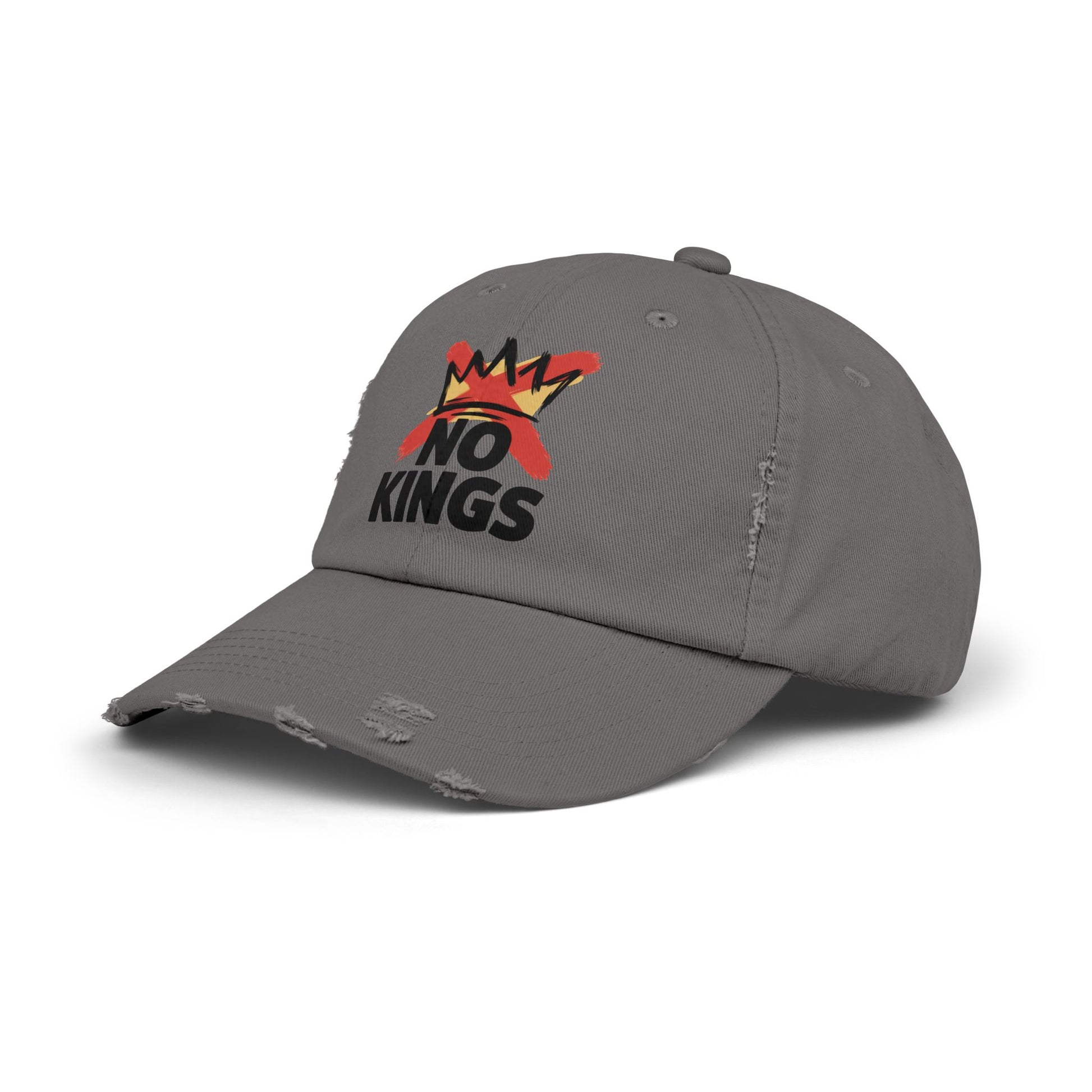 Distressed Black Cap — ‘Kings’ Crown Graphic Dad Hat Hats Printify