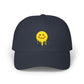 Smiling Melt Dad Cap — Dripping Smiley Embroidered Baseball Hat Hats Printify Navy One size